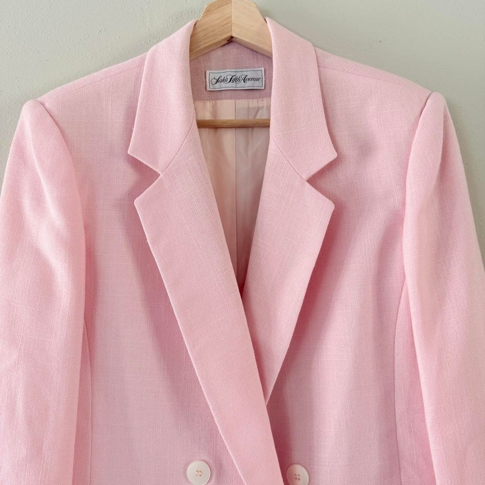 Vintage Saks Fifth Avenue Women's Size 14 Pink Double Breasted Blazer